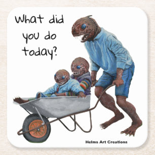 Fish Man Fall Fun Ride Fantasy Art Paper Coasters