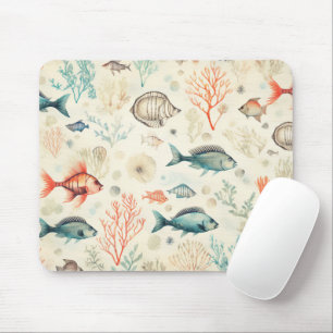 Fish Marine Life Coastal Ocean Coral Underwater Mouse Mat