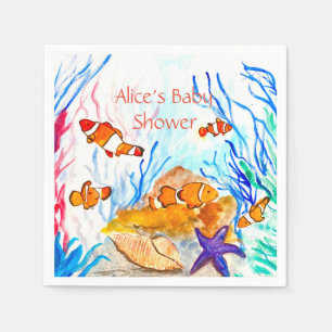 Fish Marine Under the Sea Baby shower Ocean Coral Napkin