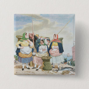 Fish Market by the Sea, c.1860 (oil on canvas) 15 Cm Square Badge