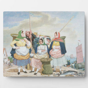 Fish Market by the Sea, c.1860 (oil on canvas) Plaque