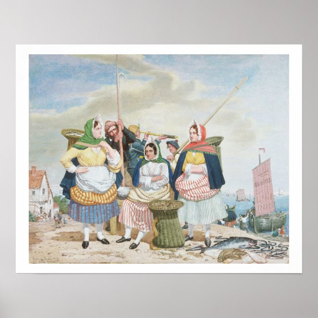 Fish Market by the Sea, c.1860 (oil on canvas) Poster (Front)