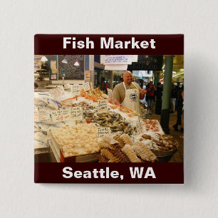 Fish Market Seattle Washington 15 Cm Square Badge