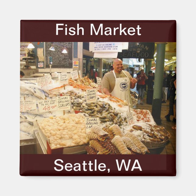 Fish Market Seattle Washington Magnet (Front)