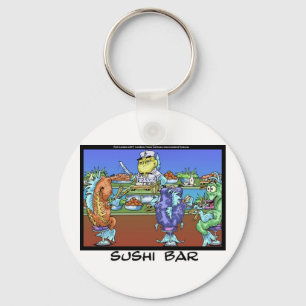 Fish Meet Markets AKA Sushi Bar Funny Gifts & Card Key Ring