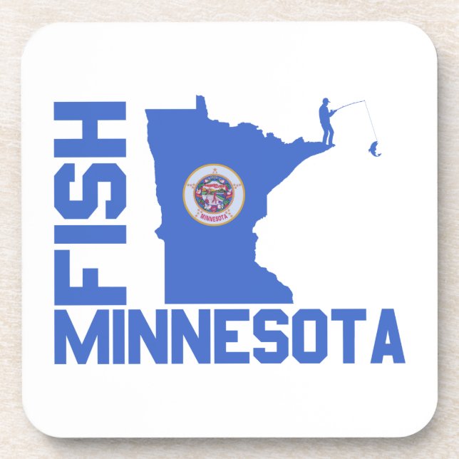 Fish Minnesota State Outline Coaster (Front)