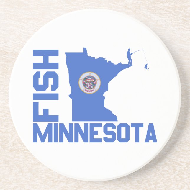 Fish Minnesota State Outline Coaster (Front)