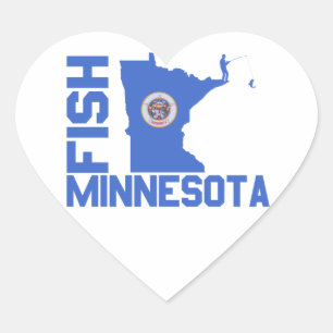 Fish Minnesota State Outline Heart Sticker