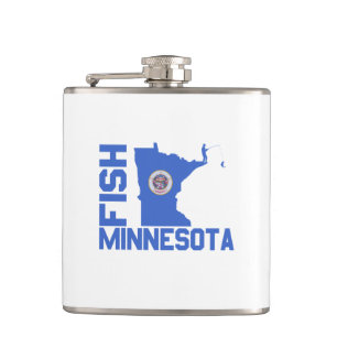 Fish Minnesota State Outline Hip Flask
