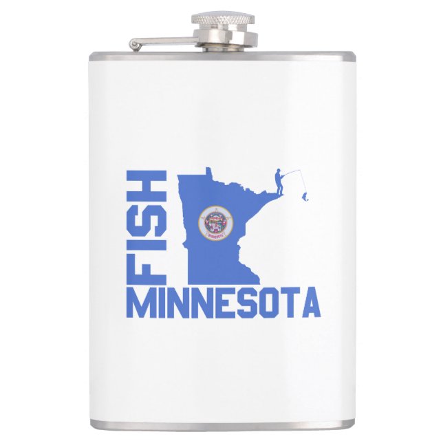 Fish Minnesota State Outline Hip Flask (Front)