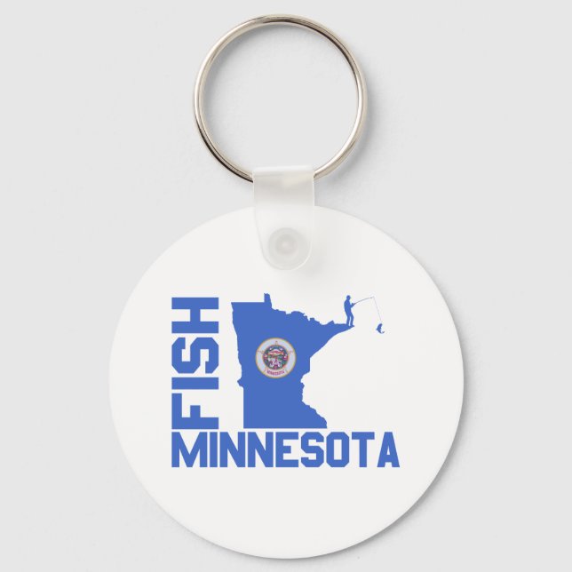 Fish Minnesota State Outline Key Ring (Front)