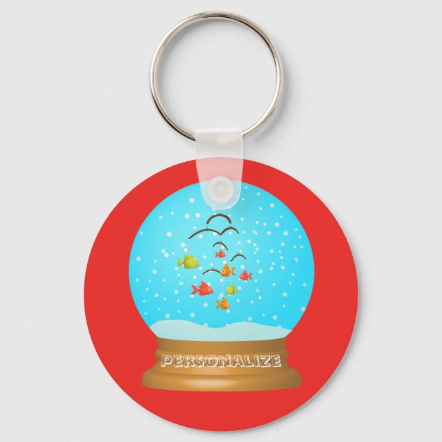Fish mobile snow globe keychain (Front)