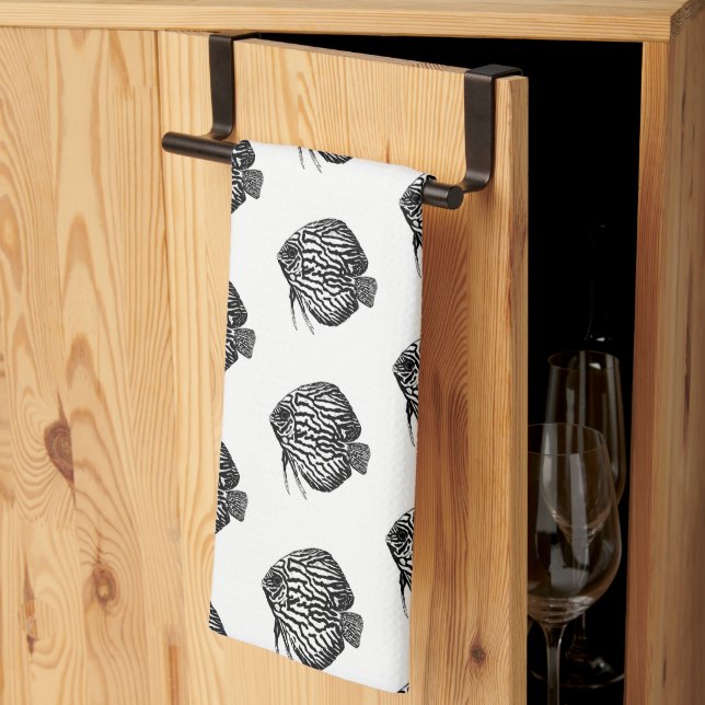 Fish Monochrome Tea Towel (Thirds Fold)