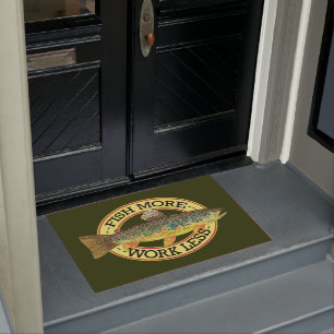 FISH MORE - WORK LESS Brown Trout Welcome Doormat