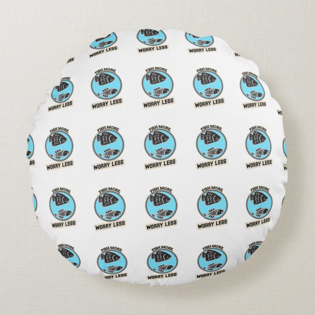 Fish More Worry Less Round Cushion (Front)