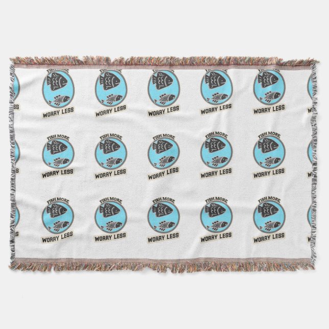 Fish More Worry Less Throw Blanket (Front)