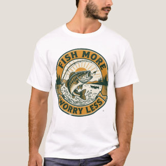 Fish More Worry Less Vintage Fishing T-Shirt