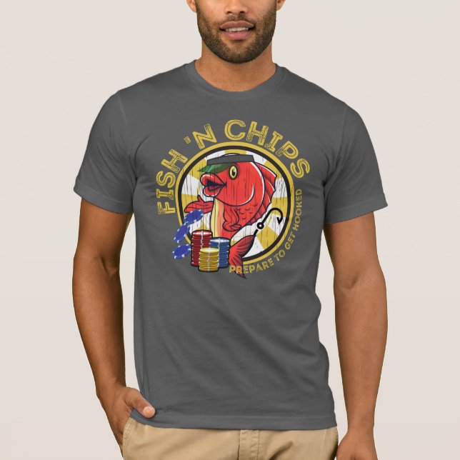 Fish 'n Chips - Funny Fish Gambling T-Shirt (Front)