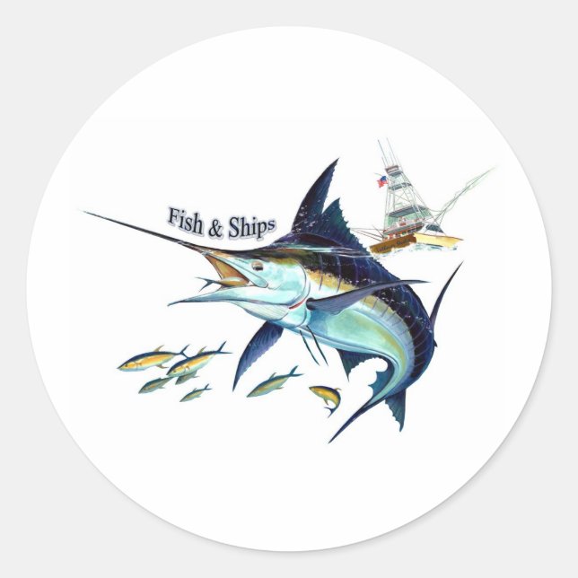 fish n ships classic round sticker (Front)
