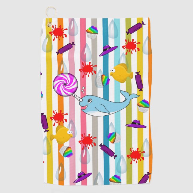 Fish Narwhal Golf Towel (Front)