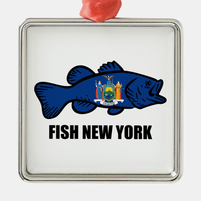 Fish New York Bass Metal Tree Decoration (Front)