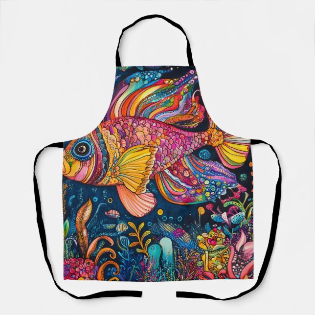Fish Ocean Whimsical 4 Apron (Front)