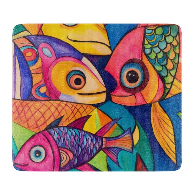 Fish Ocean Whimsical 6 Cutting Board (Front)