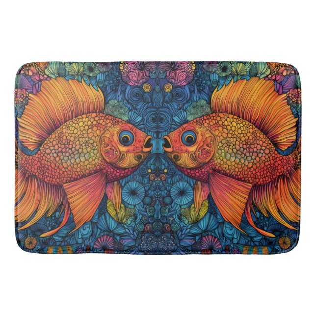 Fish Ocean Whimsical Bath Mat (Front)