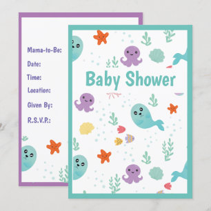 Fish Octopus Whales Ocean Baby Shower Invitation