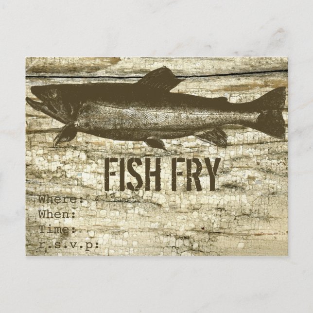 Fish on a Old Wooden Board with Textures Postcard (Front)