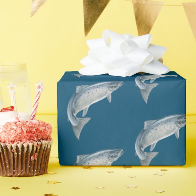 fish on blue wrapping paper (Birthday Party)