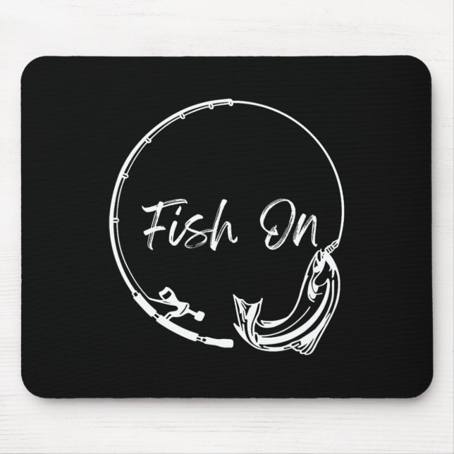 Fish On Catch Funny Saying Fishing Humour Men Wate Mouse Mat (Front)