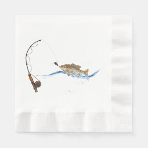 fish on fishing line napkin