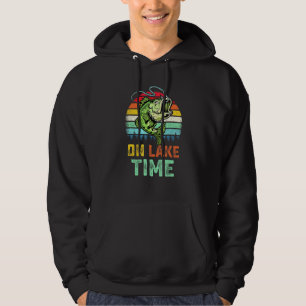Fish On Lake Time Bass Fishing Freshwater Lake Fis Hoodie