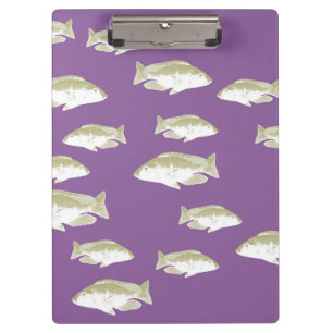 Fish on purple clipboard