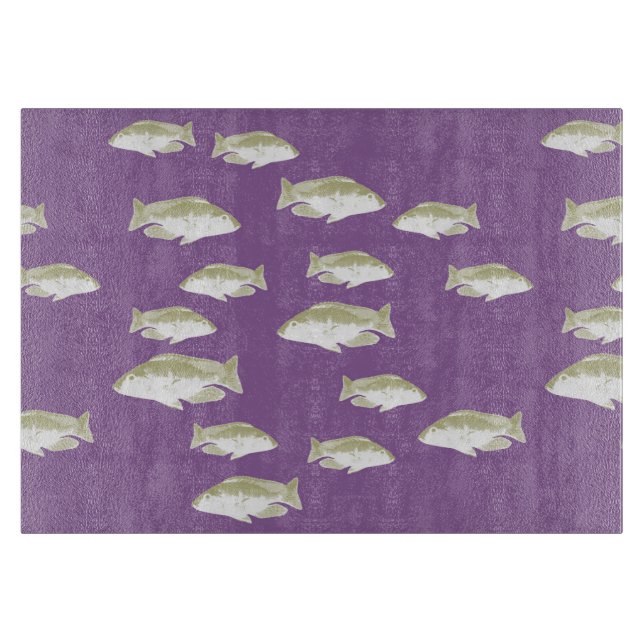 Fish on purple cutting board (Front)