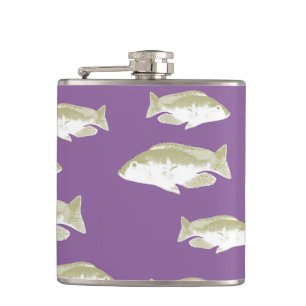 Fish on purple hip flask
