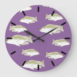Fish on purple large clock