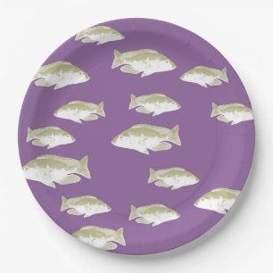 Fish on purple paper plate