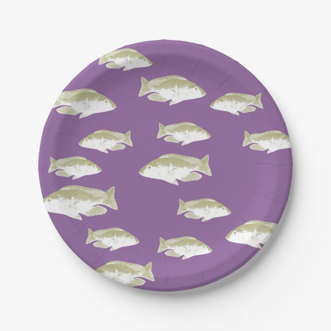 Fish on purple paper plate (Front)