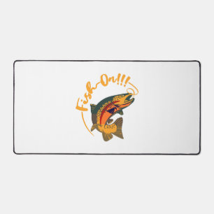 Fish On Rainbow Trout Fishing Desk Mat