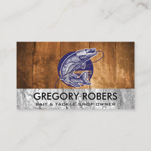 Fish on the Line   Wood Stone Business Card