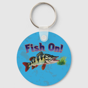 "Fish On!" Trophy Pike In Natural Habitat Key Ring
