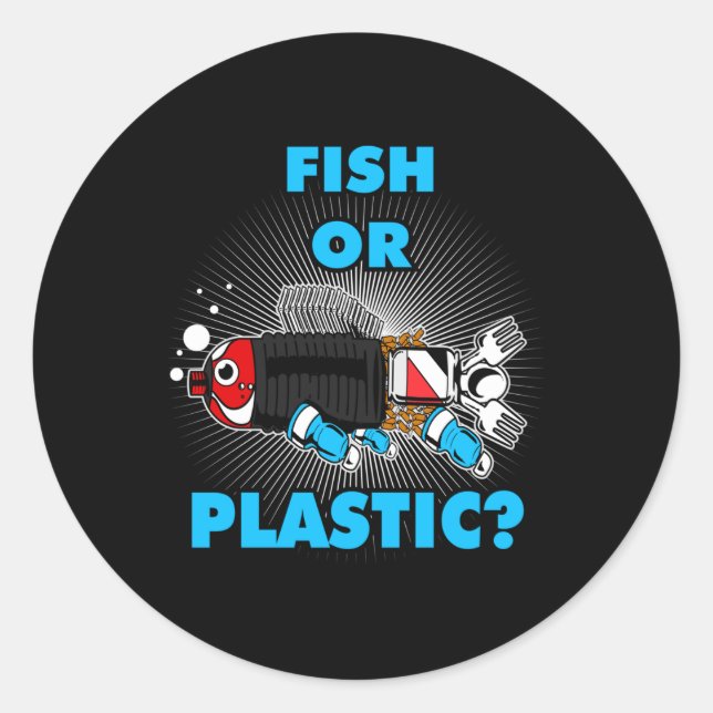Fish Or Plastic Environmental Protection Nature Co Classic Round Sticker (Front)