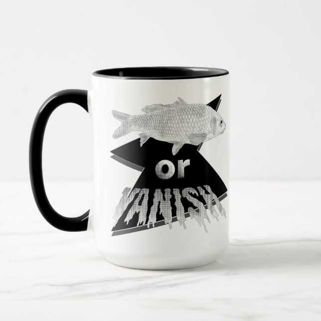 Fish or Vanish Mug - Monochrome (Left)