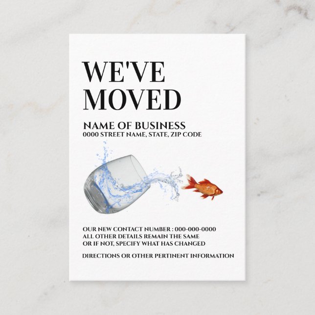 Fish out of water moving announcement (Front)