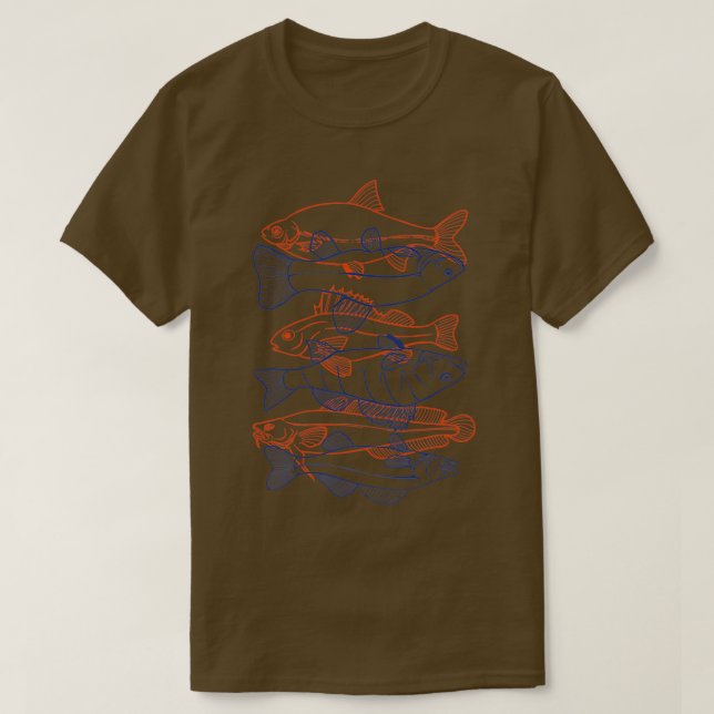 Fish Outline Illustration T-Shirt (Design Front)