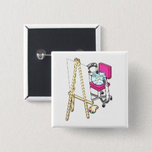 Fish Painter ("Water Colour") -  15 Cm Square Badge