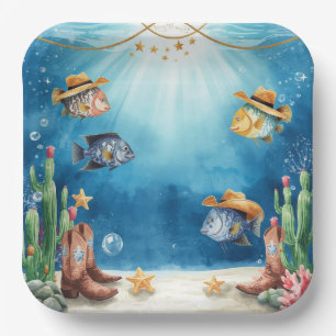Fish Party Texas themed Paper Plate