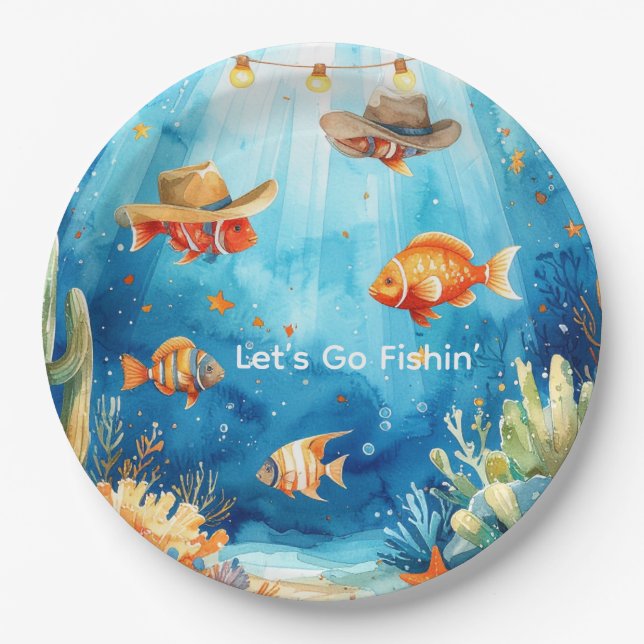 Fish Party Texas themed  Paper Plate (Front)